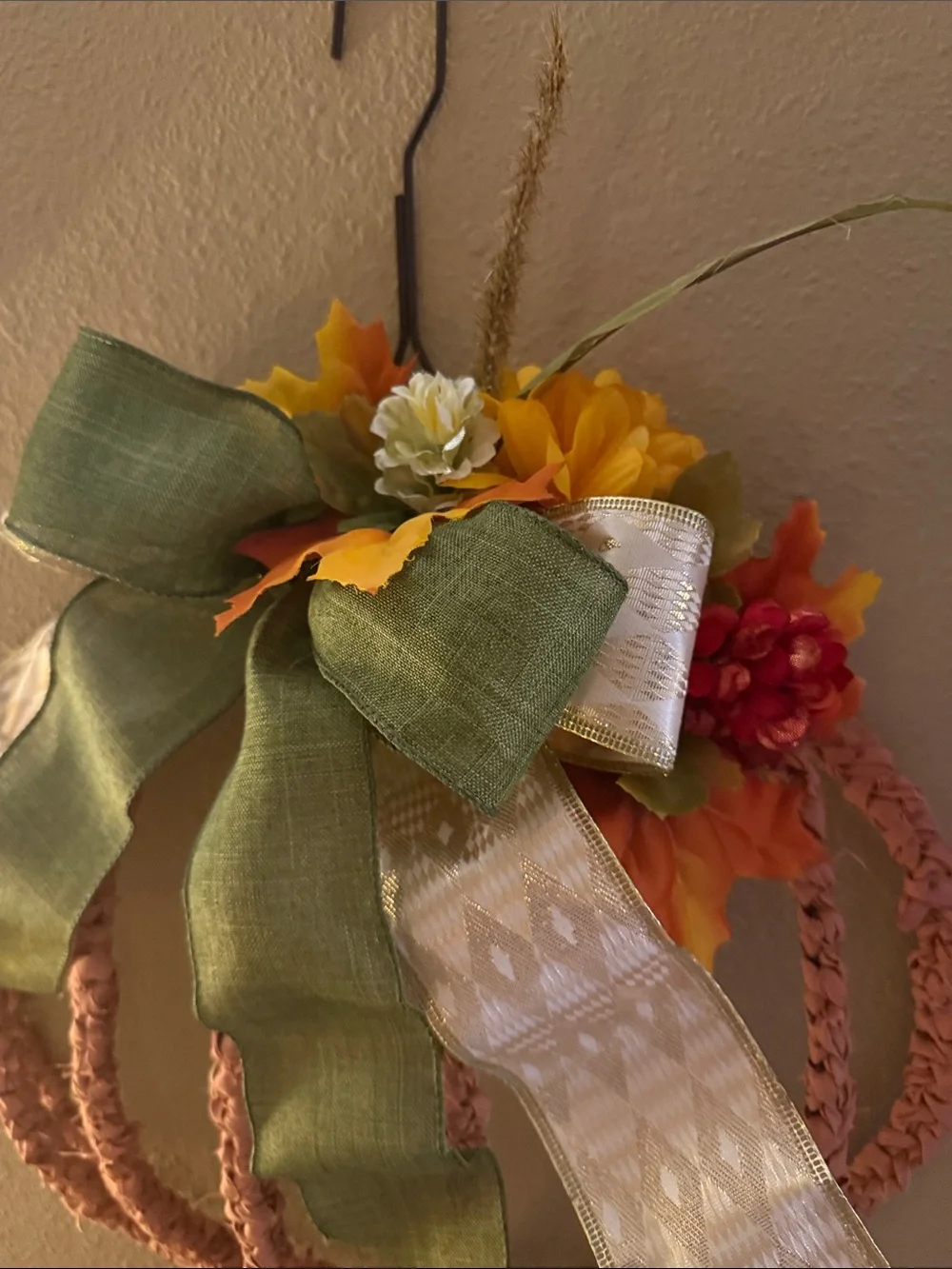 Linen loft Handmade fabric Fall pumpkin wreath